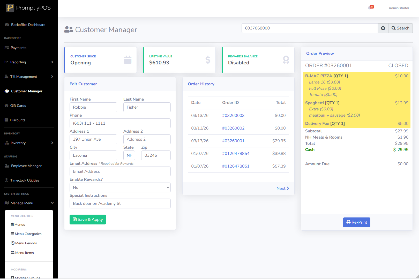 Customer manager